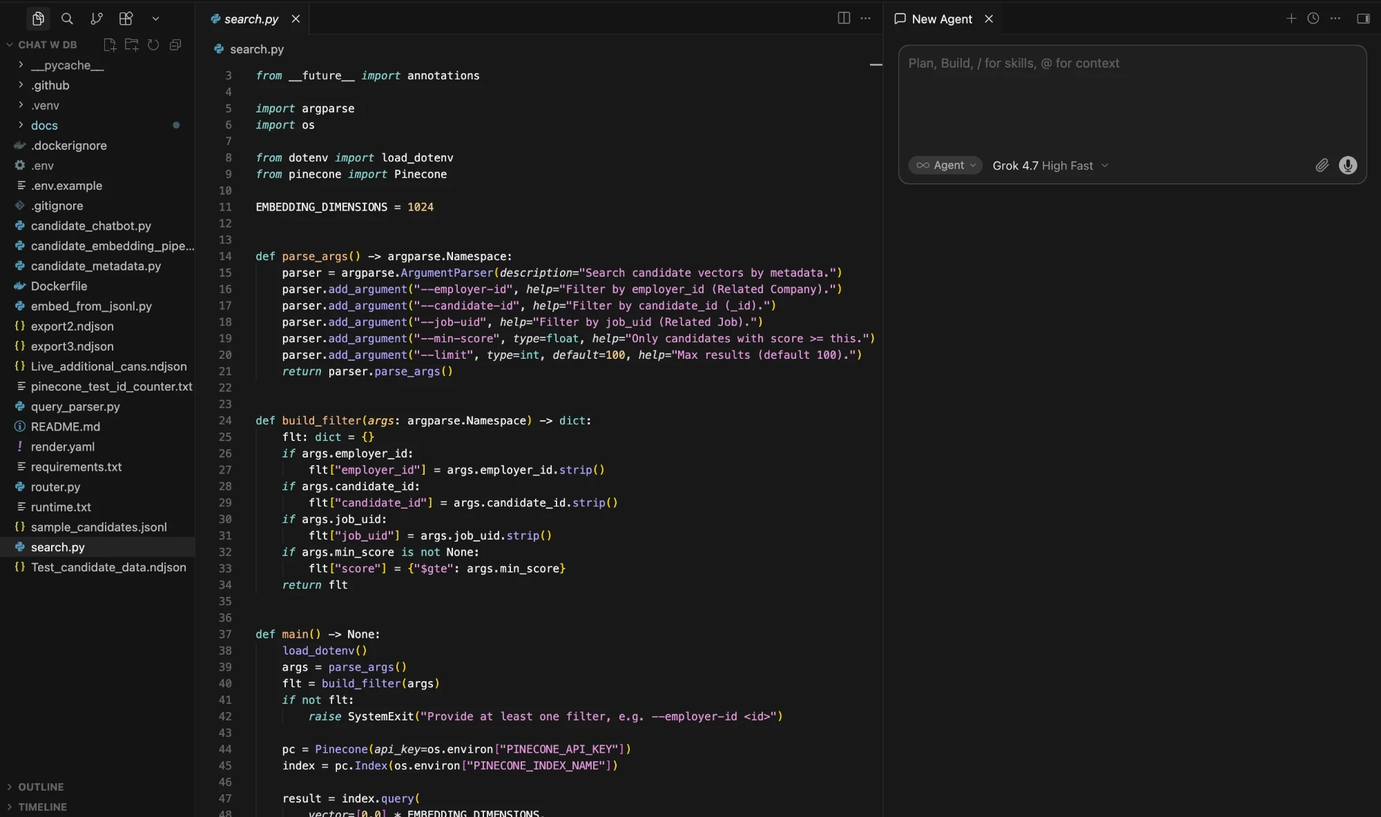 Code open in the Cursor editor during a build sprint