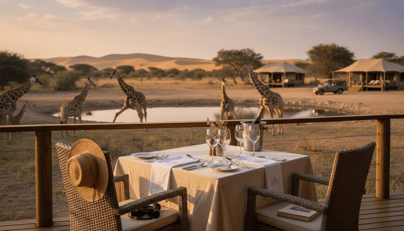 Private safari lodge dining with wildlife view