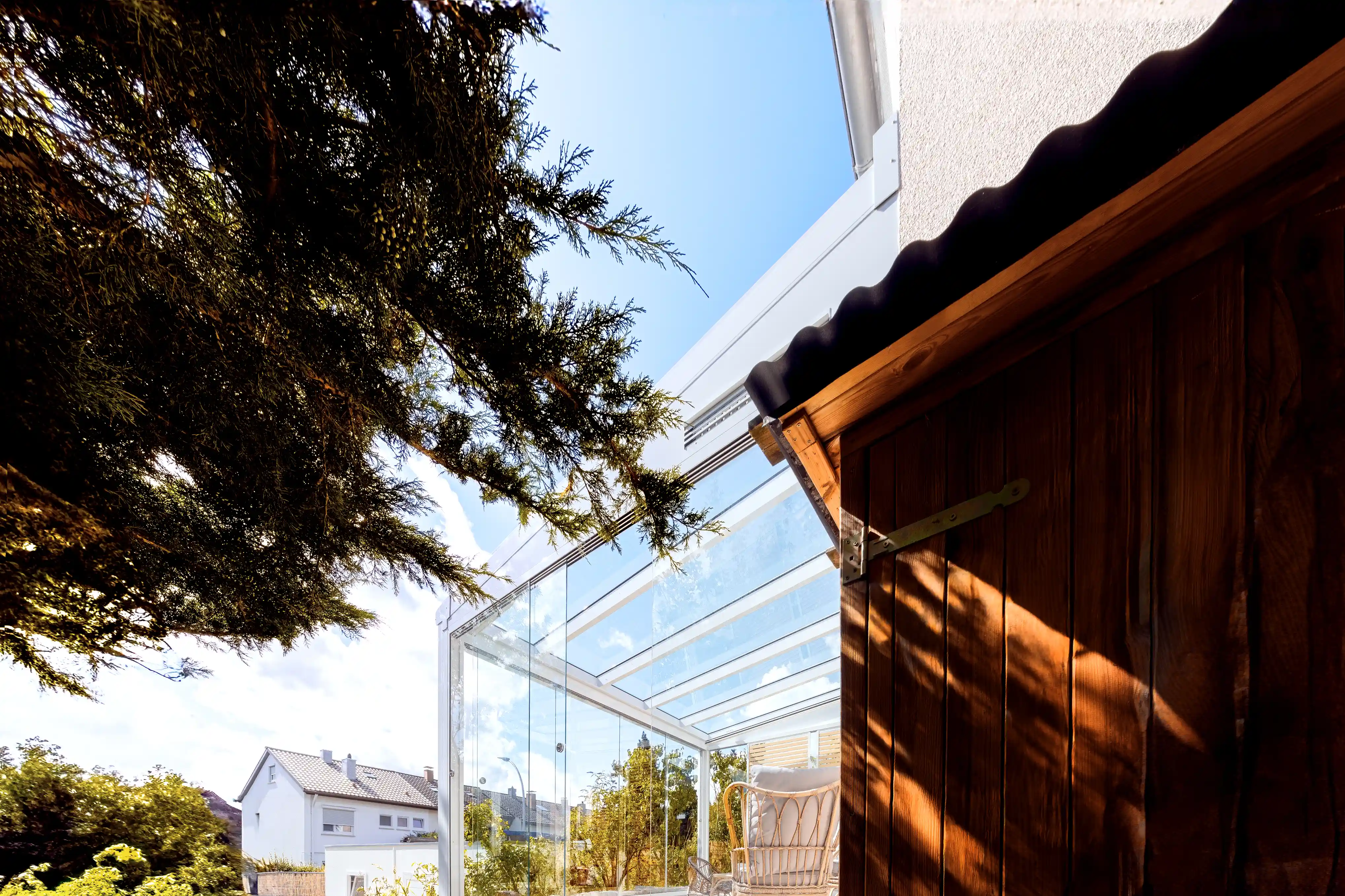 Blick von hinten auf den Kaltwintergarten