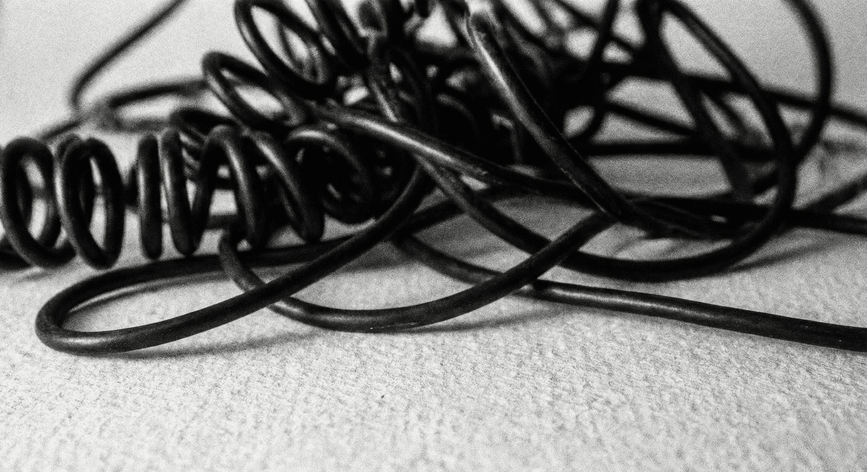 Macro shot of tangled chaotic wires