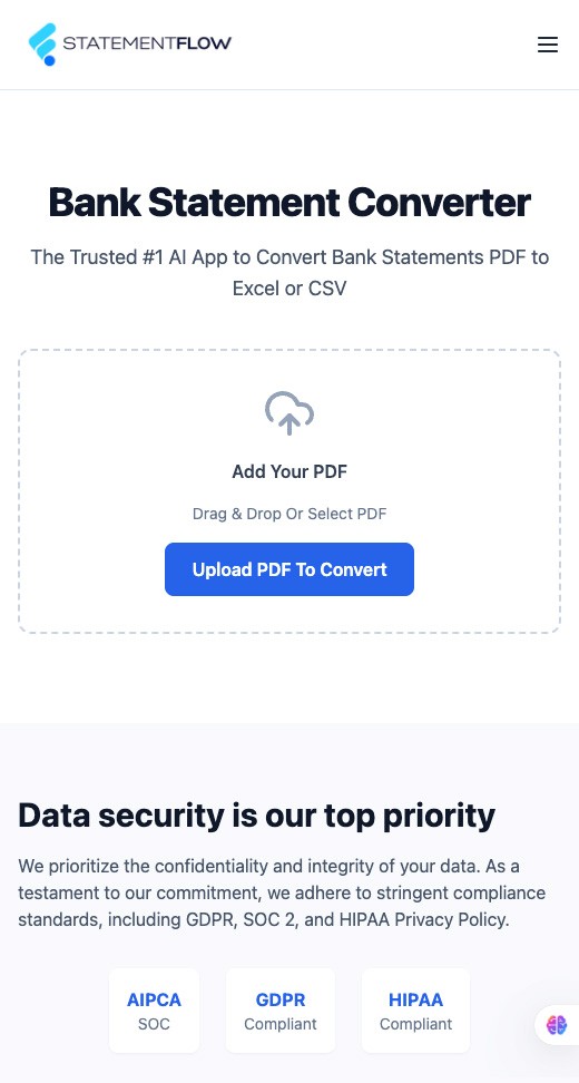 Mobile Bank Statement Upload