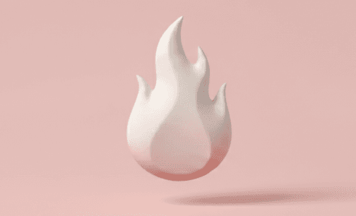 A 3D illustration of a claymorphic flame against a red background
