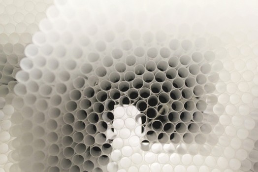 transparent straws lit from behind