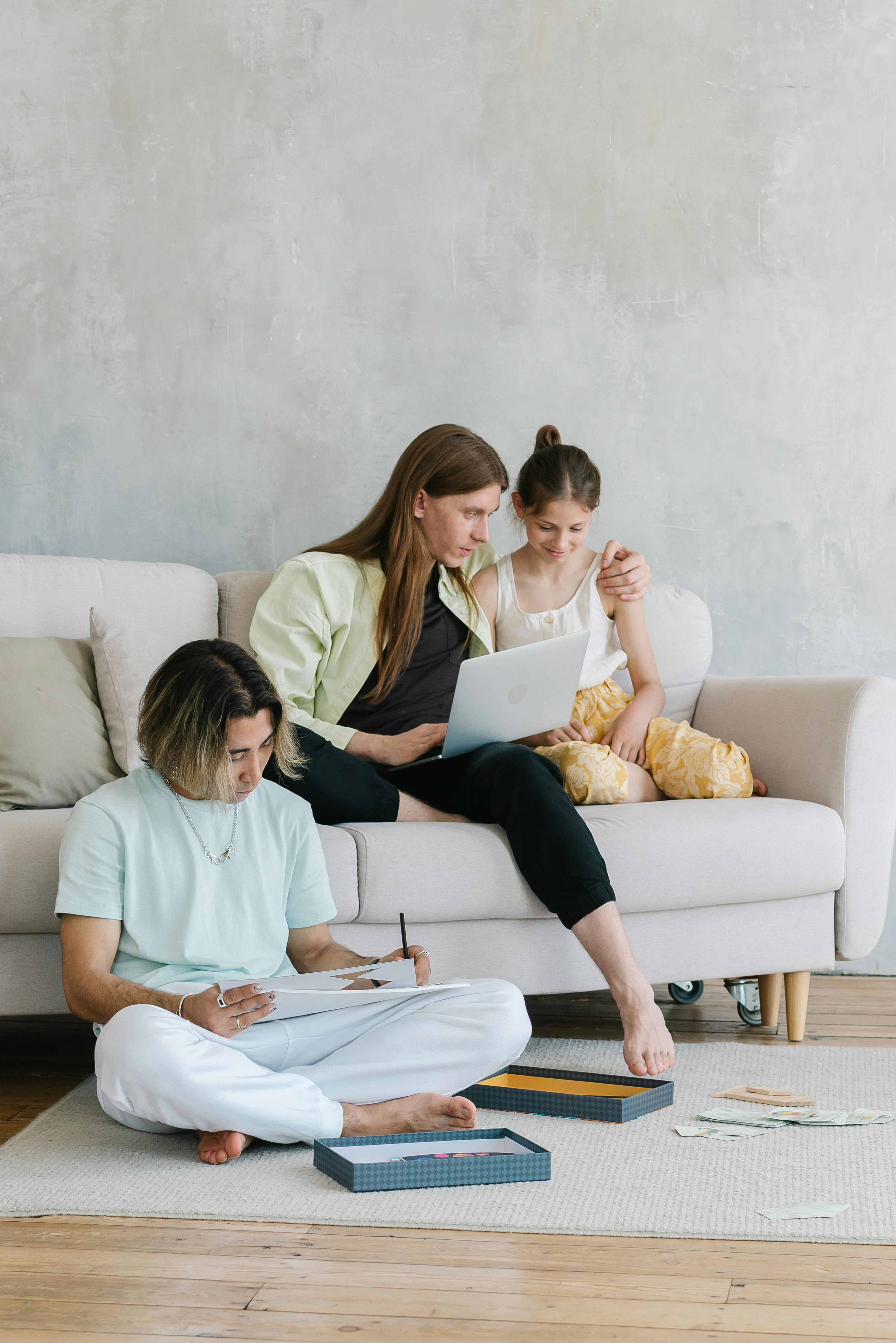 Parents with Their Daughter in a Living Room