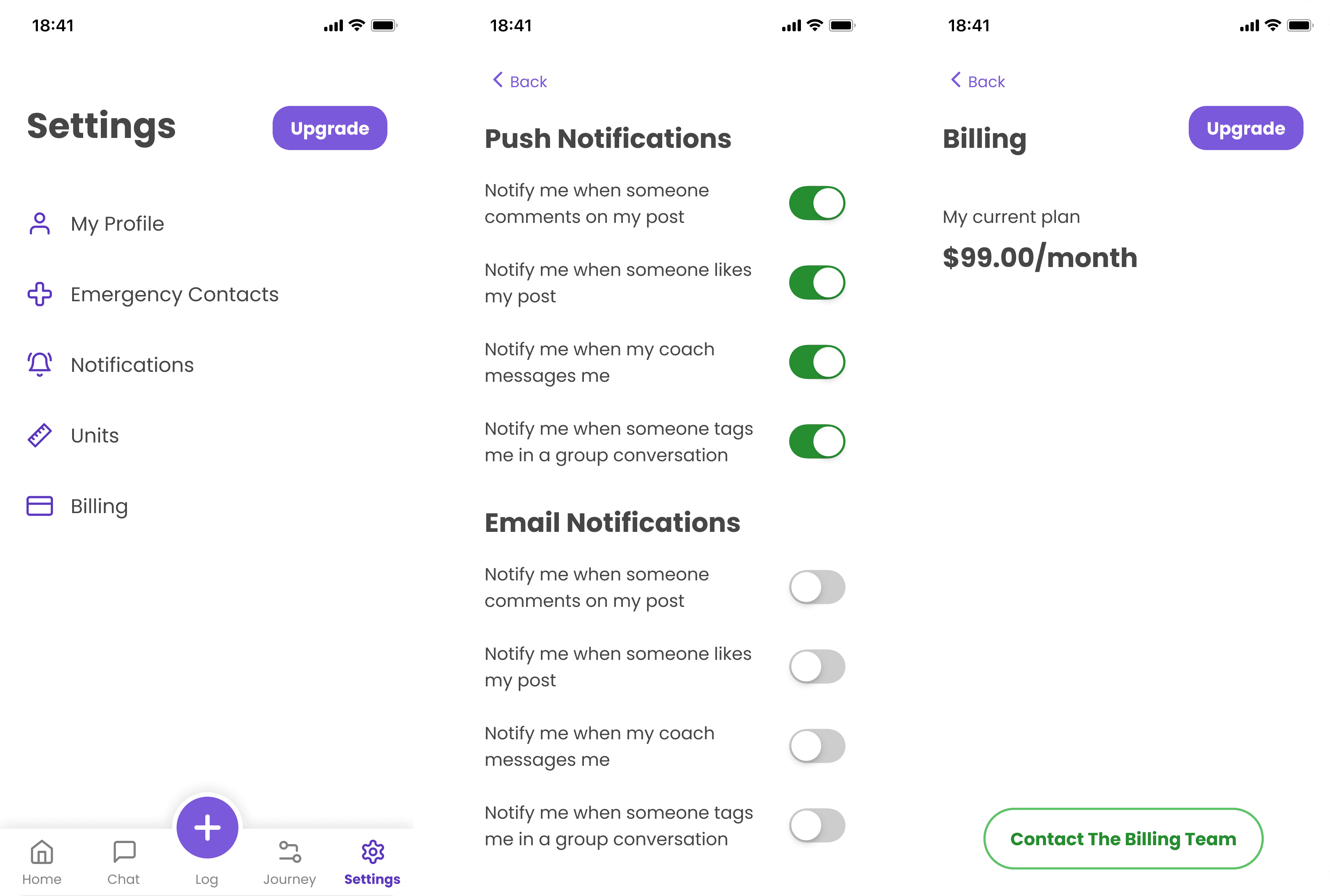 Settings and configurations