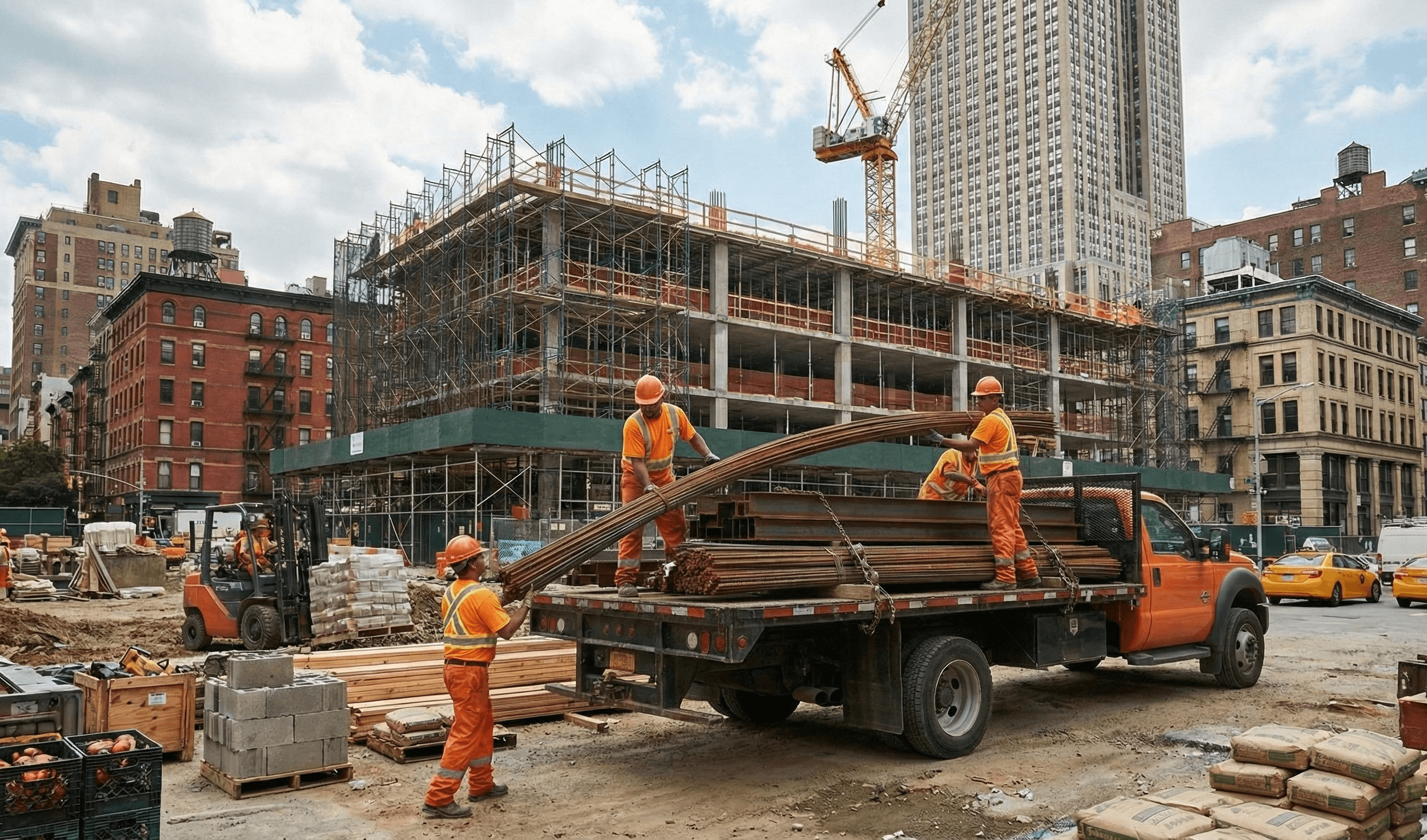 construction materials delivery to NYC job site