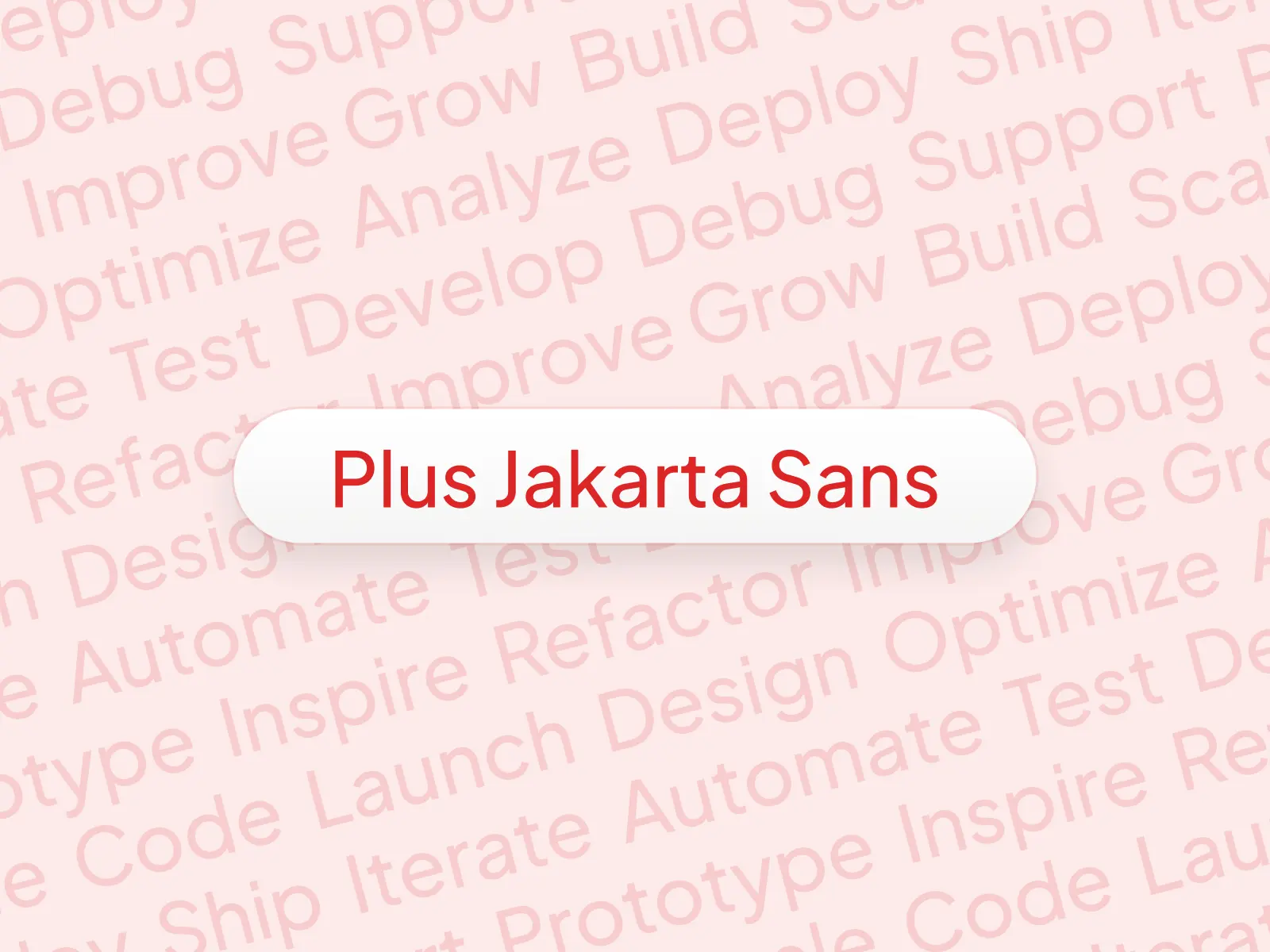Plus Jakarta Sans font preview with 3D soft UI button on light background with tech terms