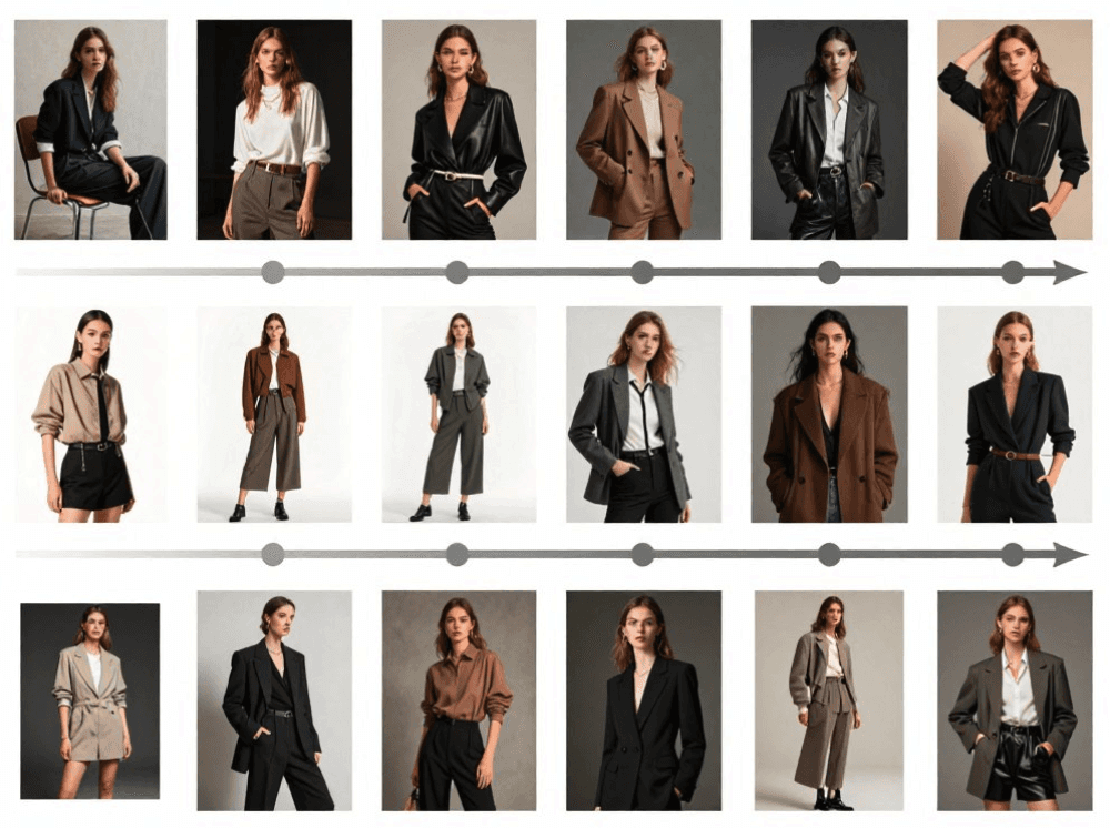 AI creative direction process showing evolution from concept mood board to final campaign imagery