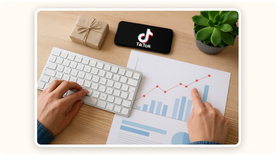 Hand pointing at a growth chart