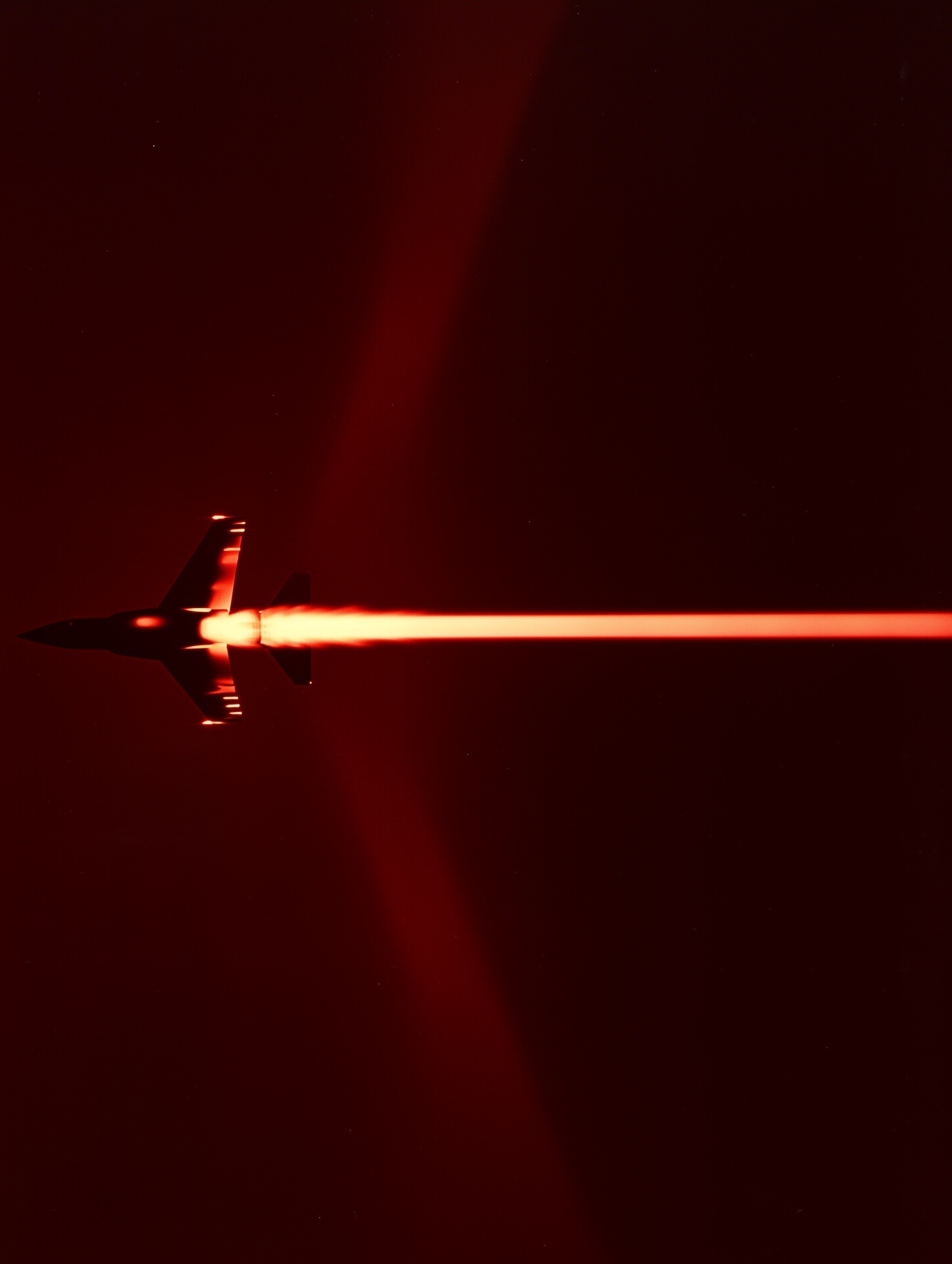 Fighter aircraft with red light exhaust