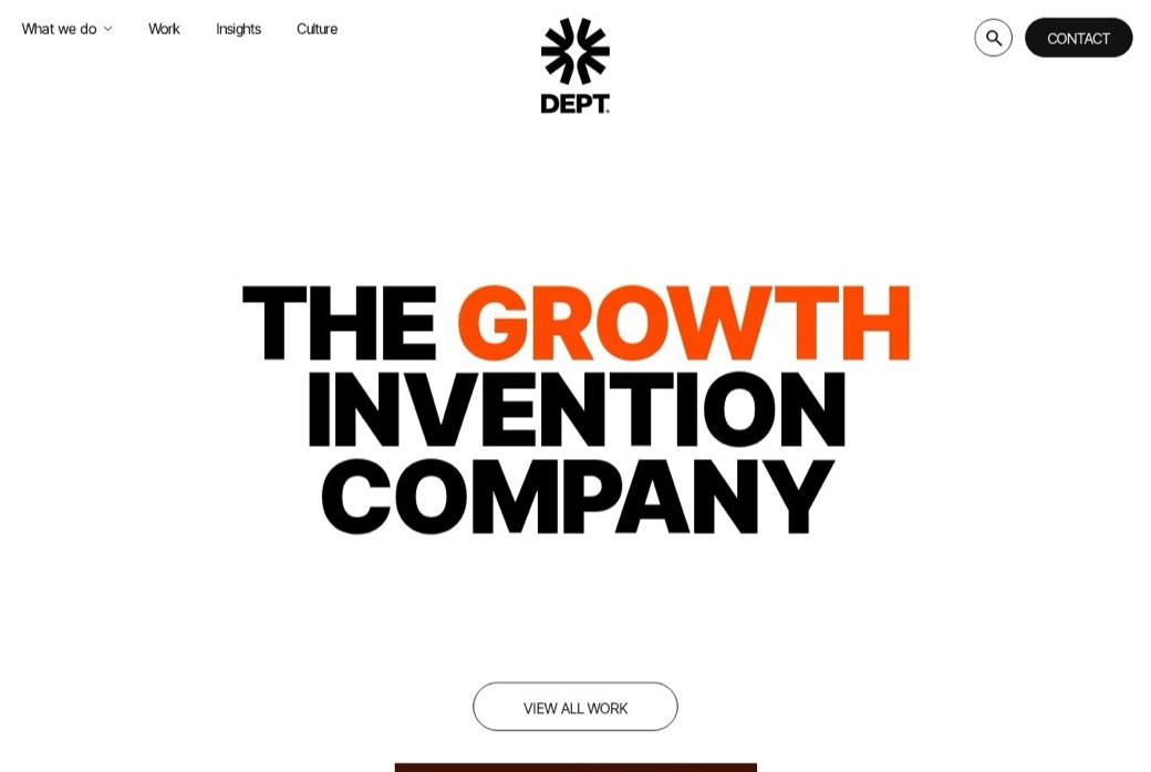 DEPT homepage and website design work