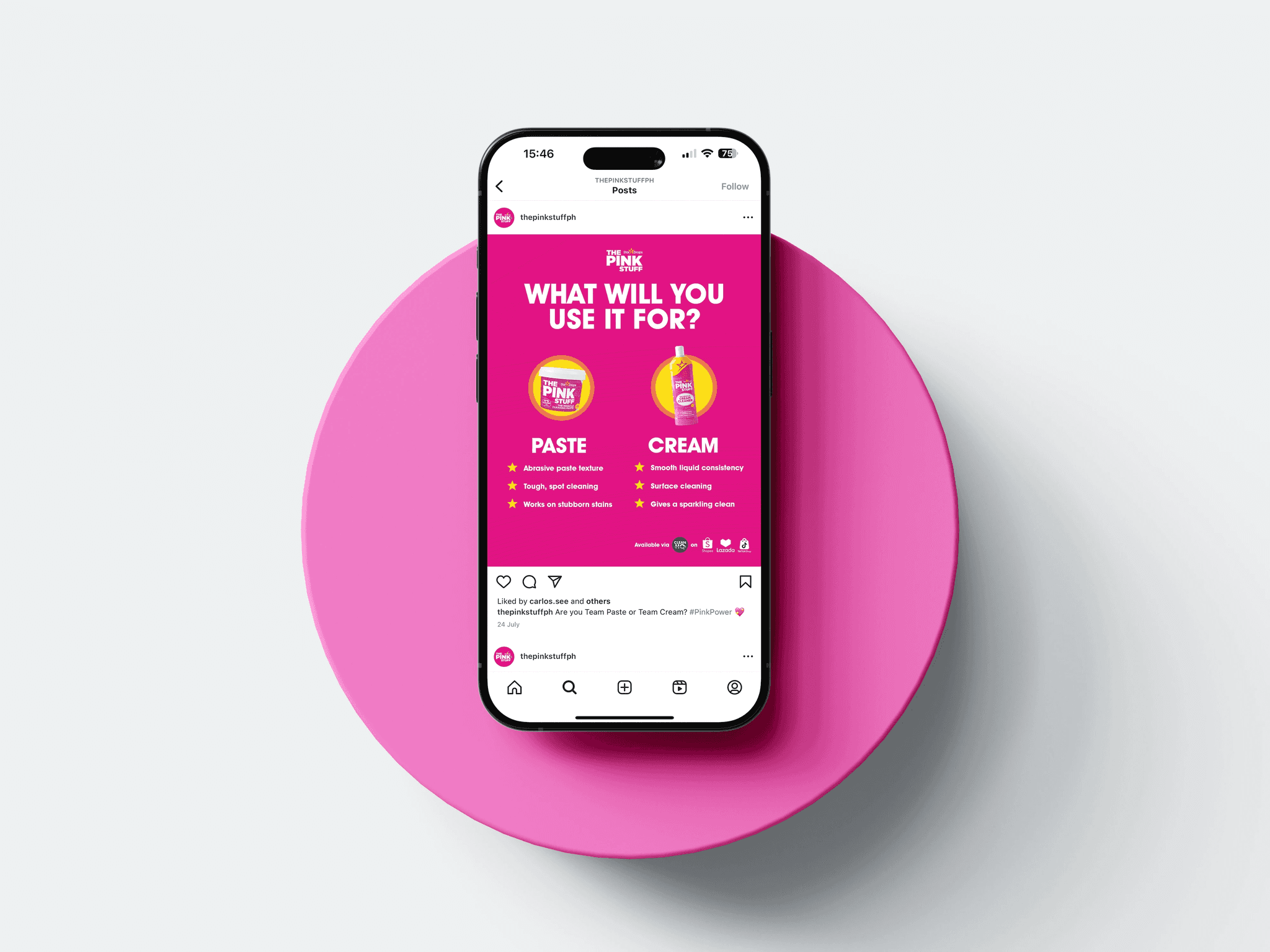 Social media design for The Pink Stuff