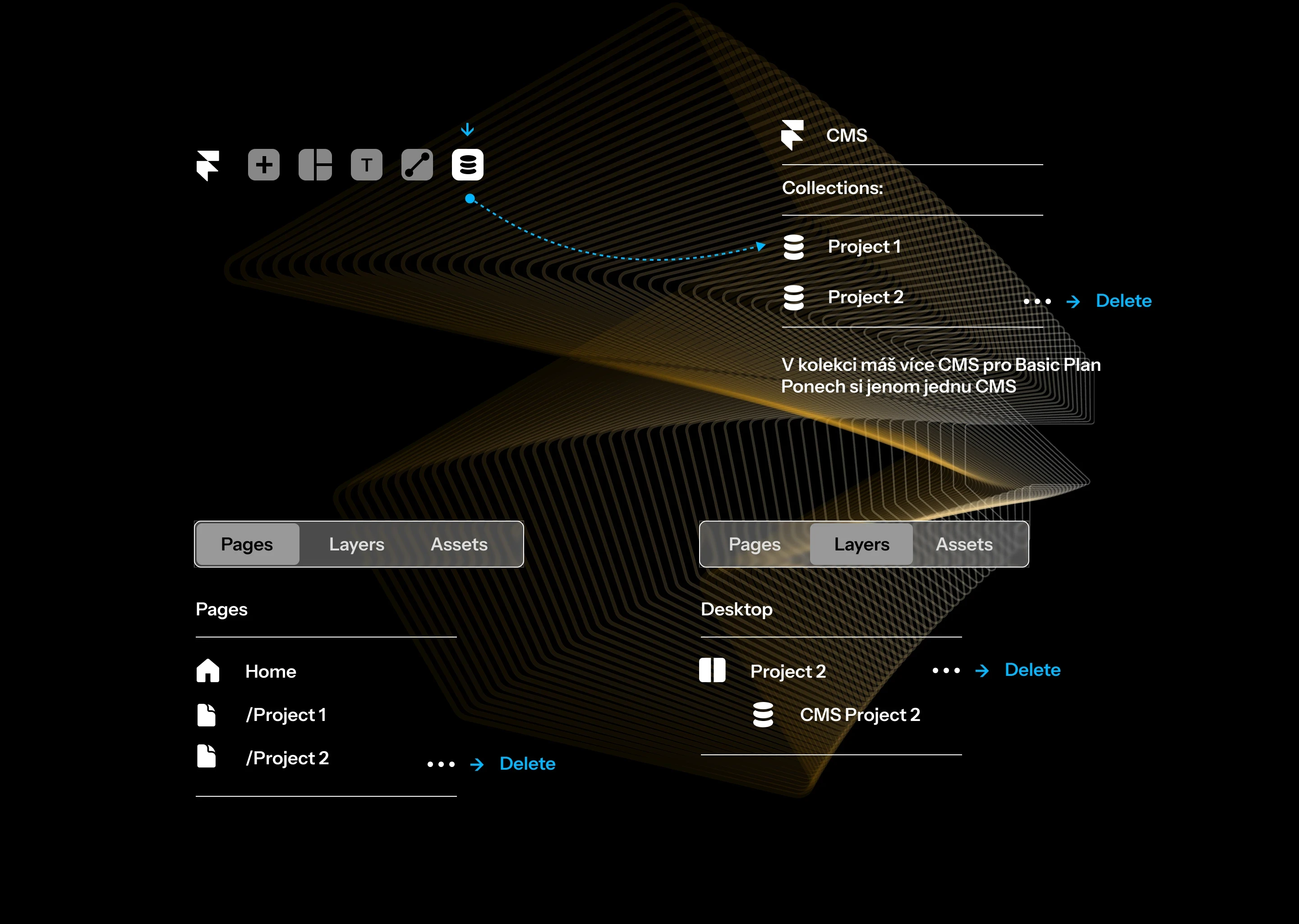 Hero image featuring a greyscaled communication platform on an abstract background.