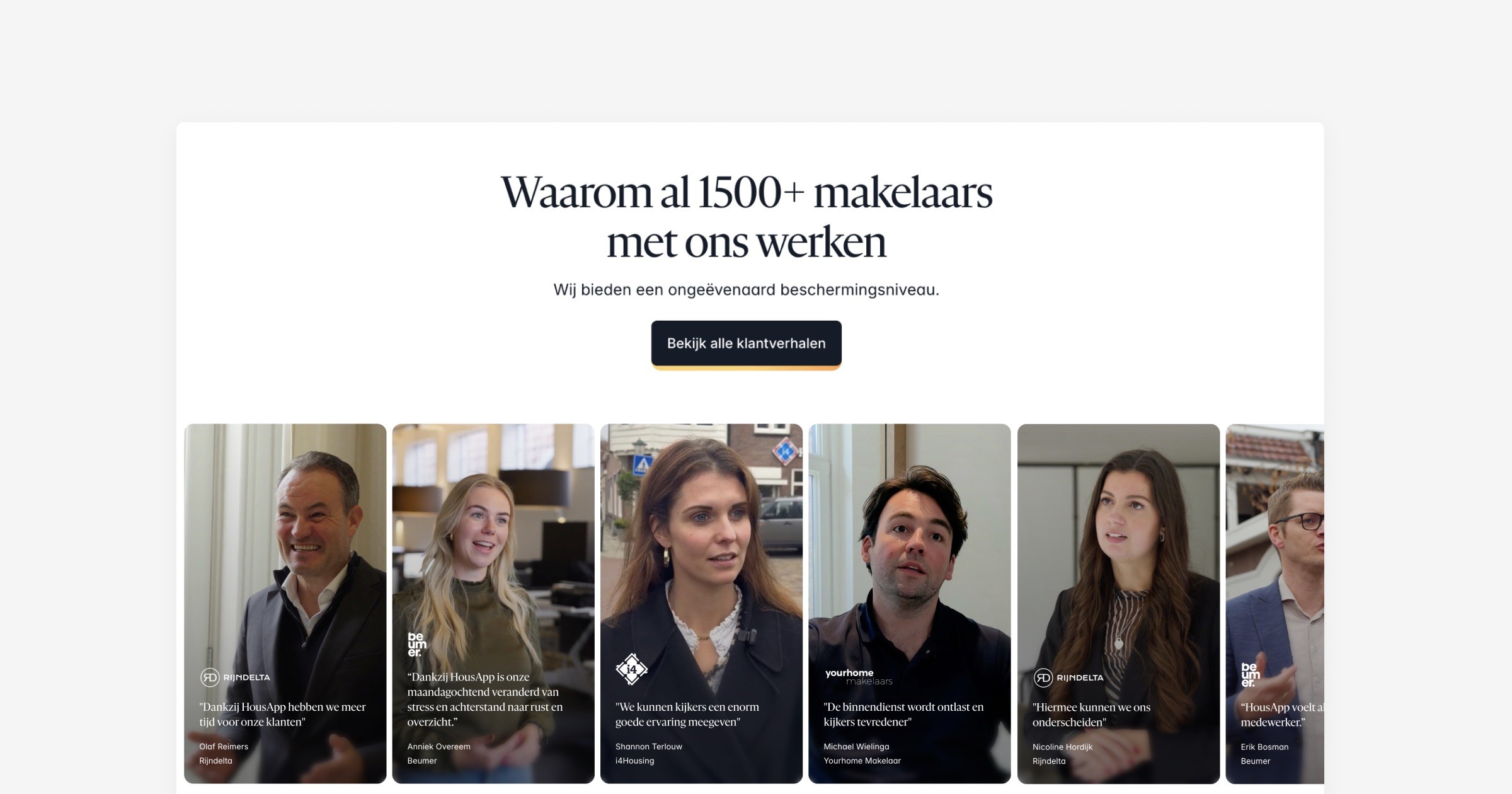 HousApp testimonials component