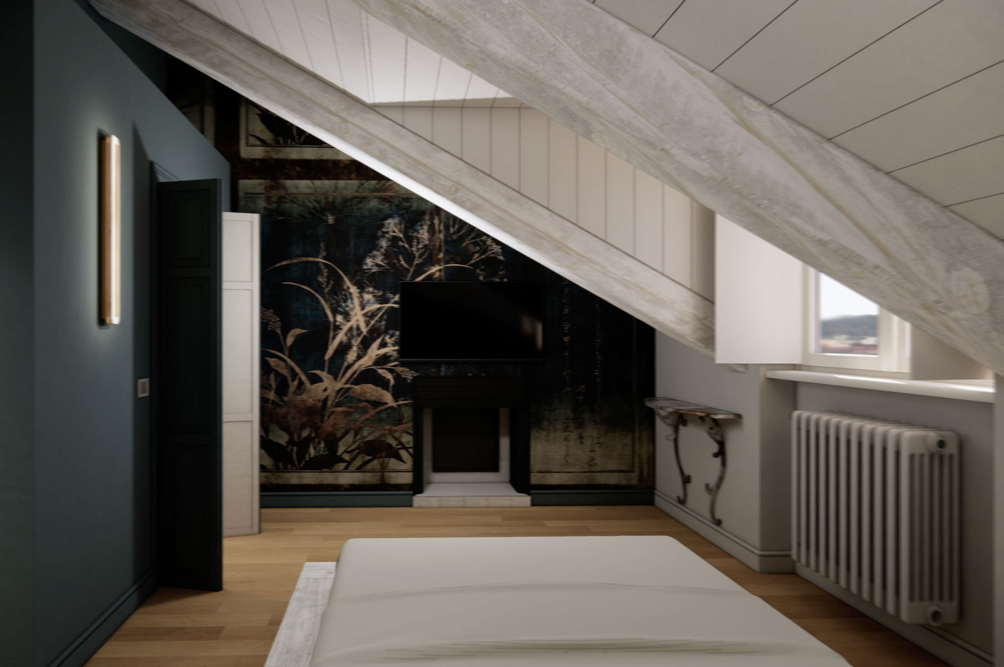 white bed comforter near glass window