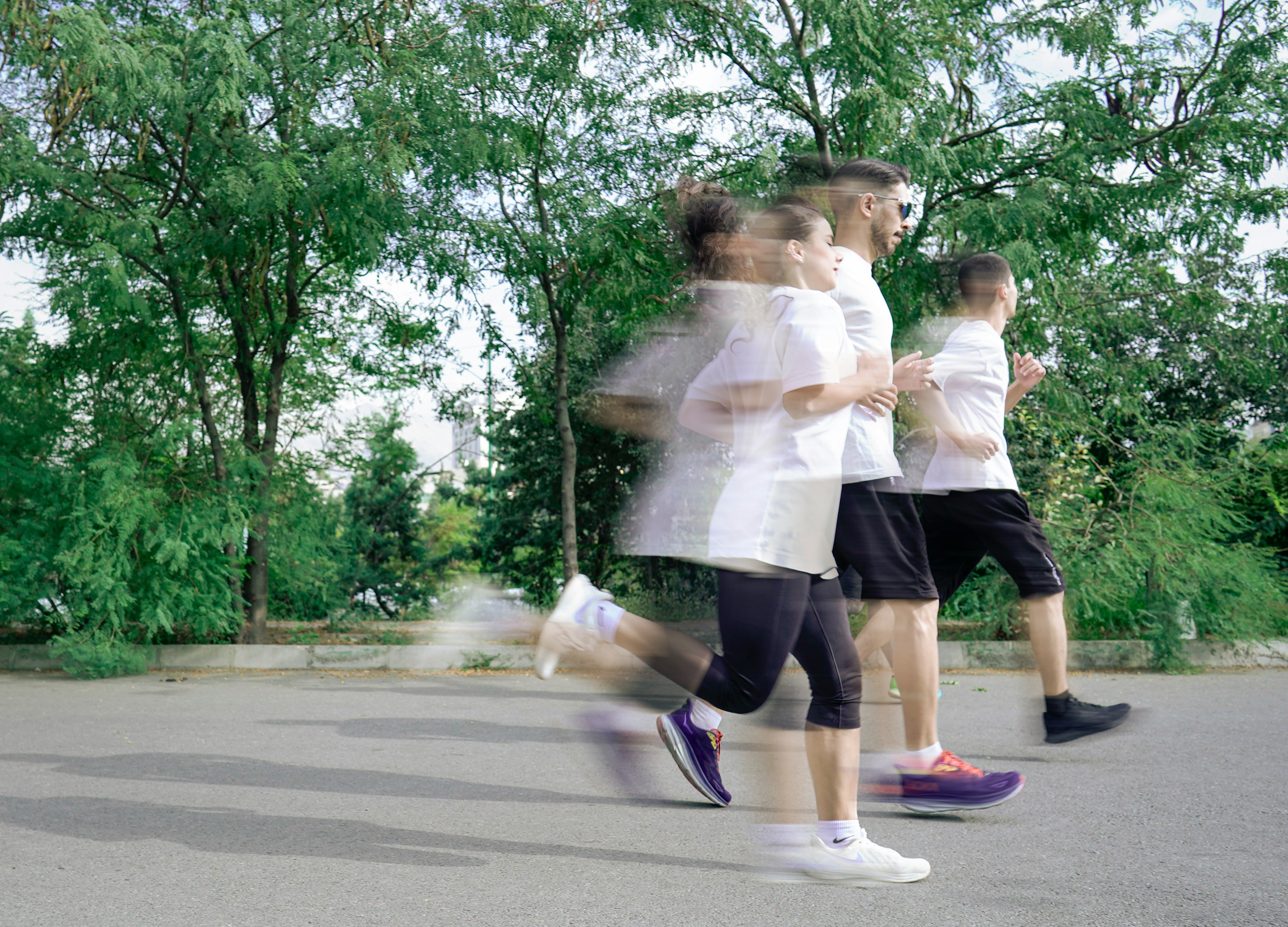 Runner group of pepole on road