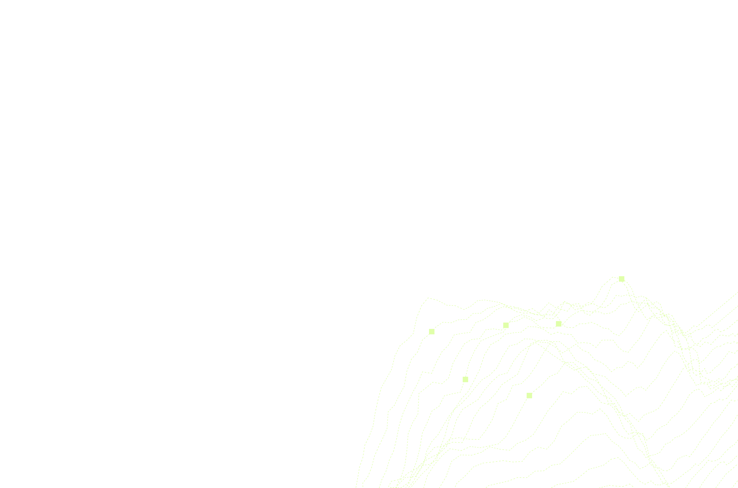 A dark teal background features abstract, neon green contour lines on the lower right, resembling a topographical map.