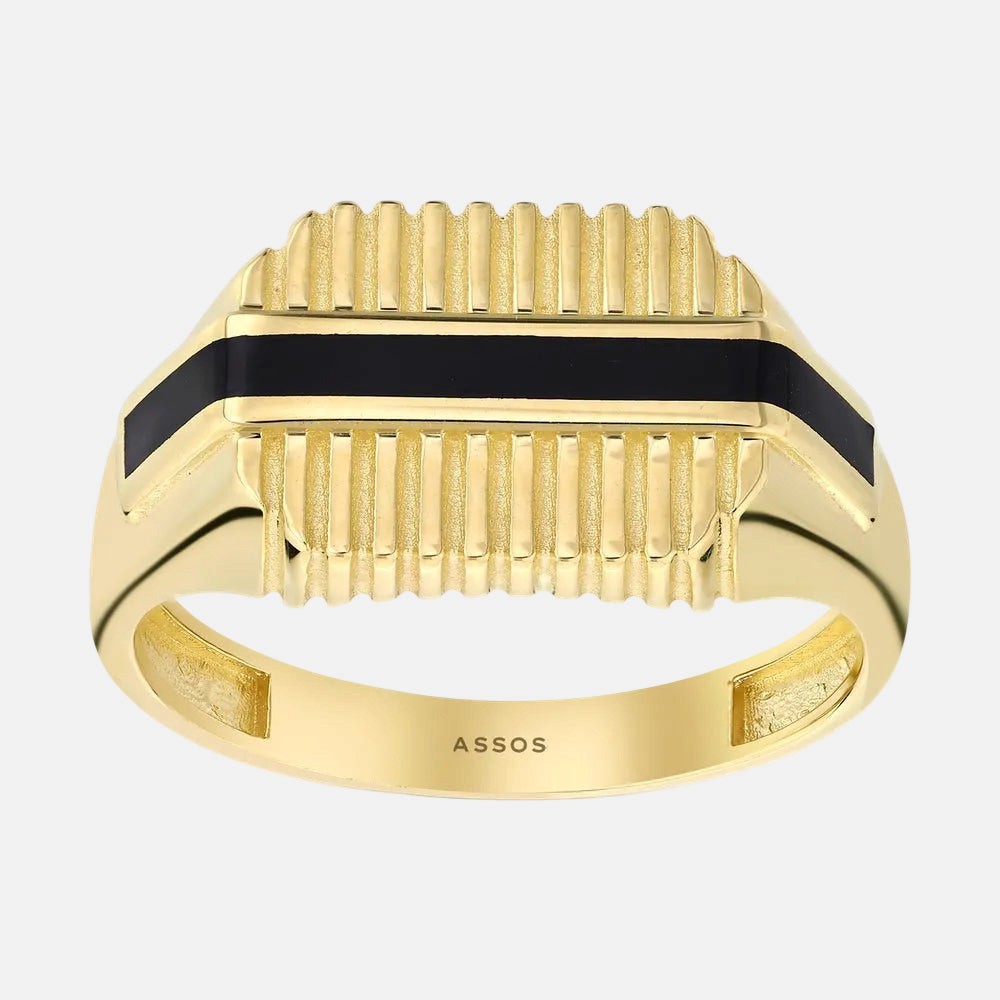 Assos 14 Ayar Altın Modern Tasarım Şık Erkek Yüzük