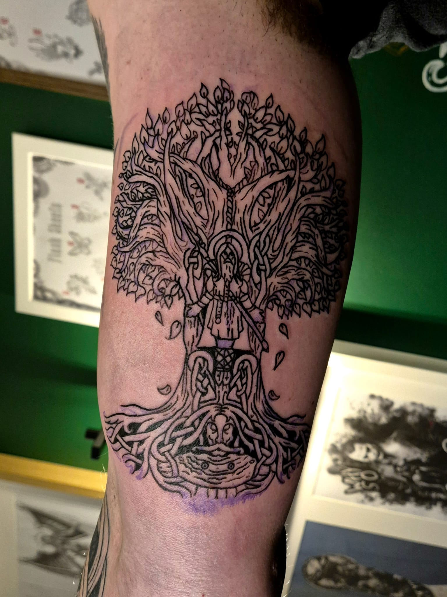Ornamental forearm tattoo with steampunk details in Hazel Grove