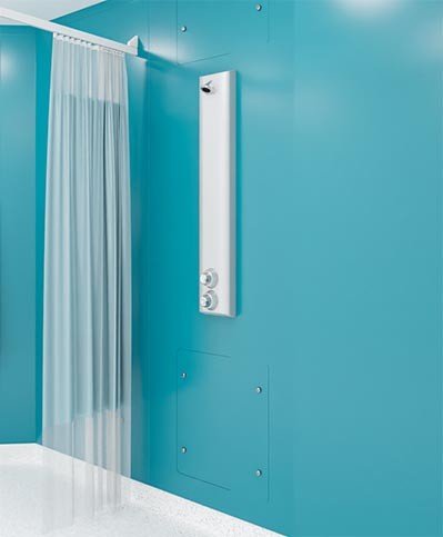Hygipod Safe shower IPS unit with thermostatic controls and vandal-resistant shower head