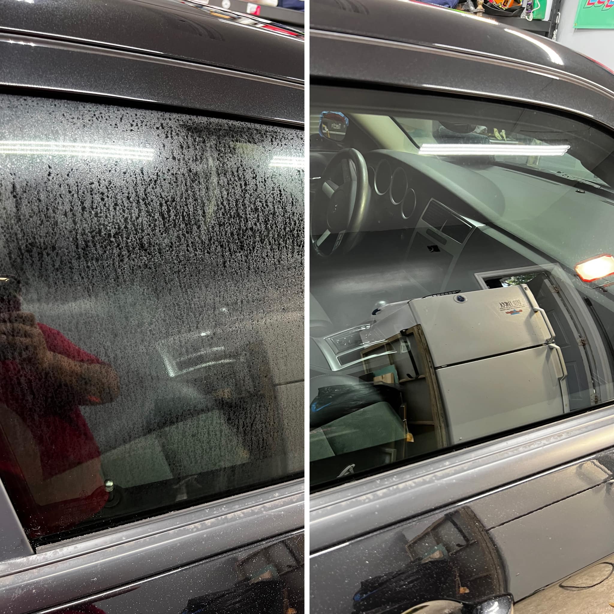 Water spot removal from vehicle glass and paint