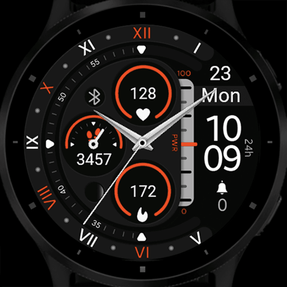 Garmin watch displaying a hybrid watch face