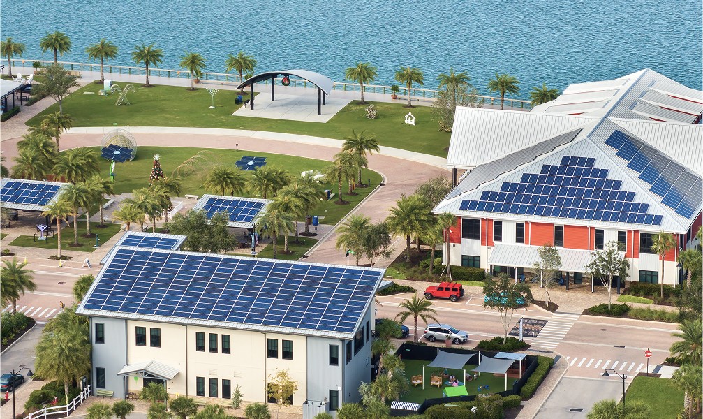 solar panels on the roof