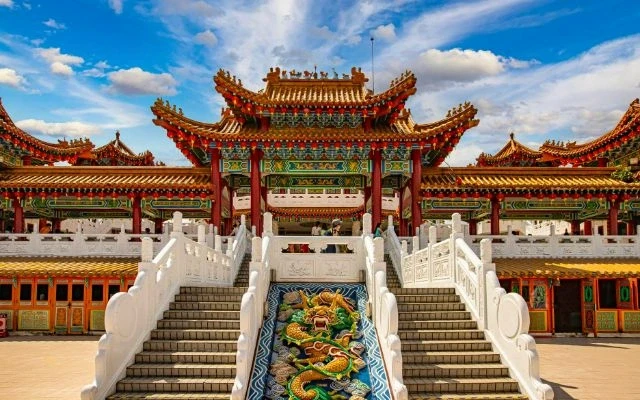 Ornate Chinese temple courtyard