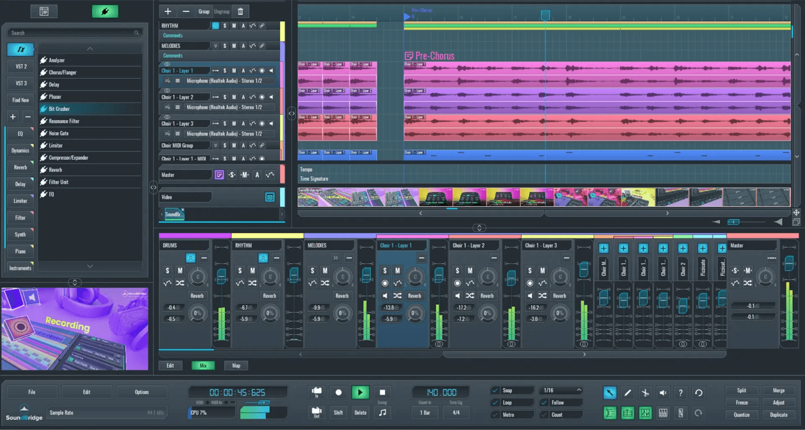 SoundBridge DAW layout