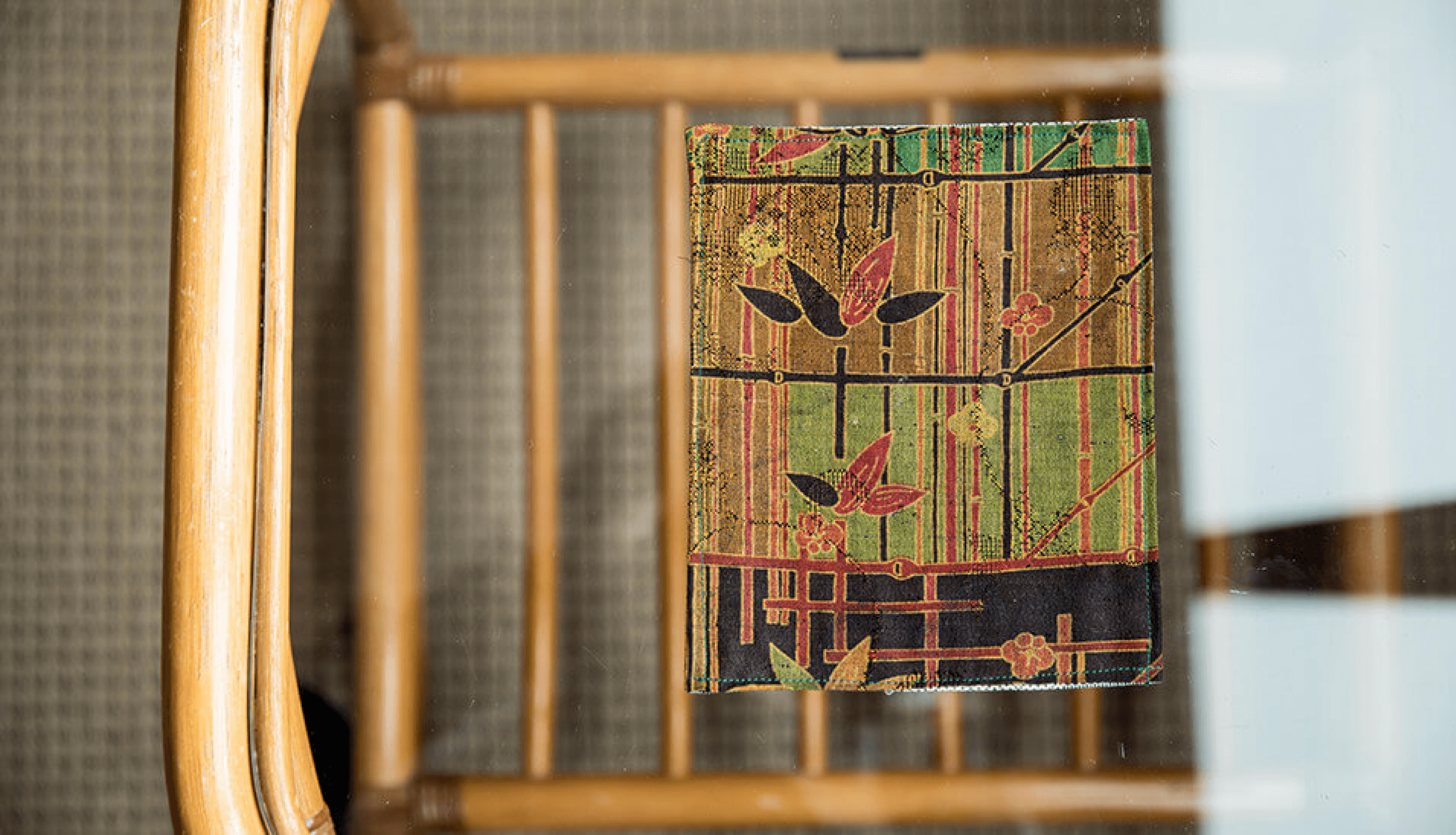 A chair with traditional decorations