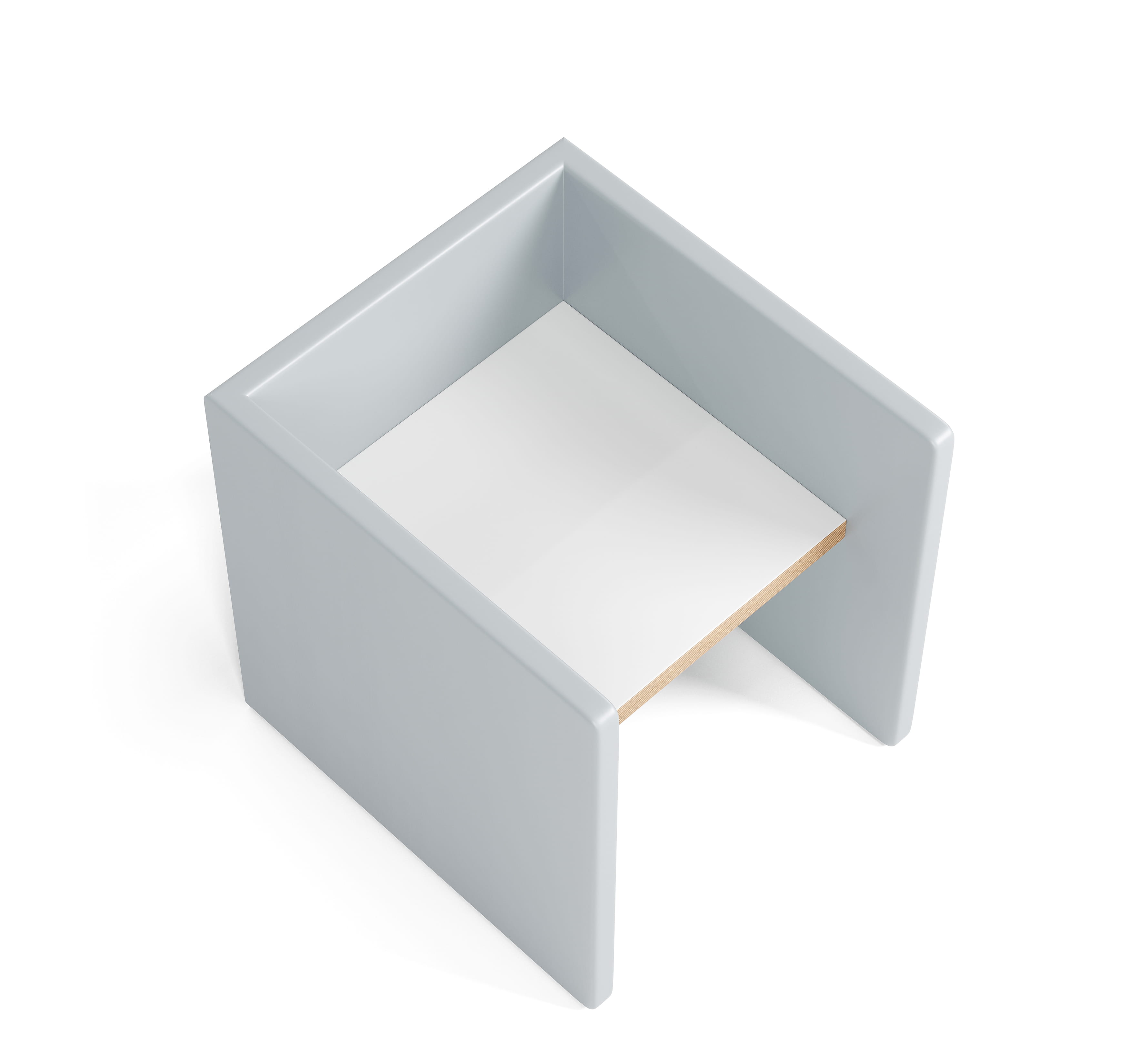 Compact kids chair with soft edges and open frame design