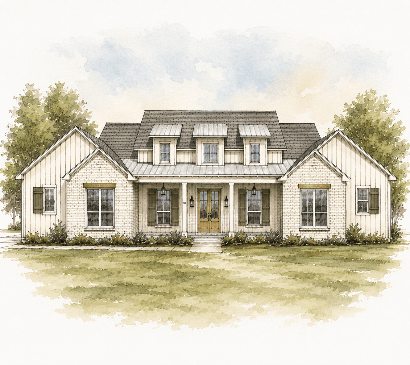 THE HILL TOP ESTATE watercolor facade