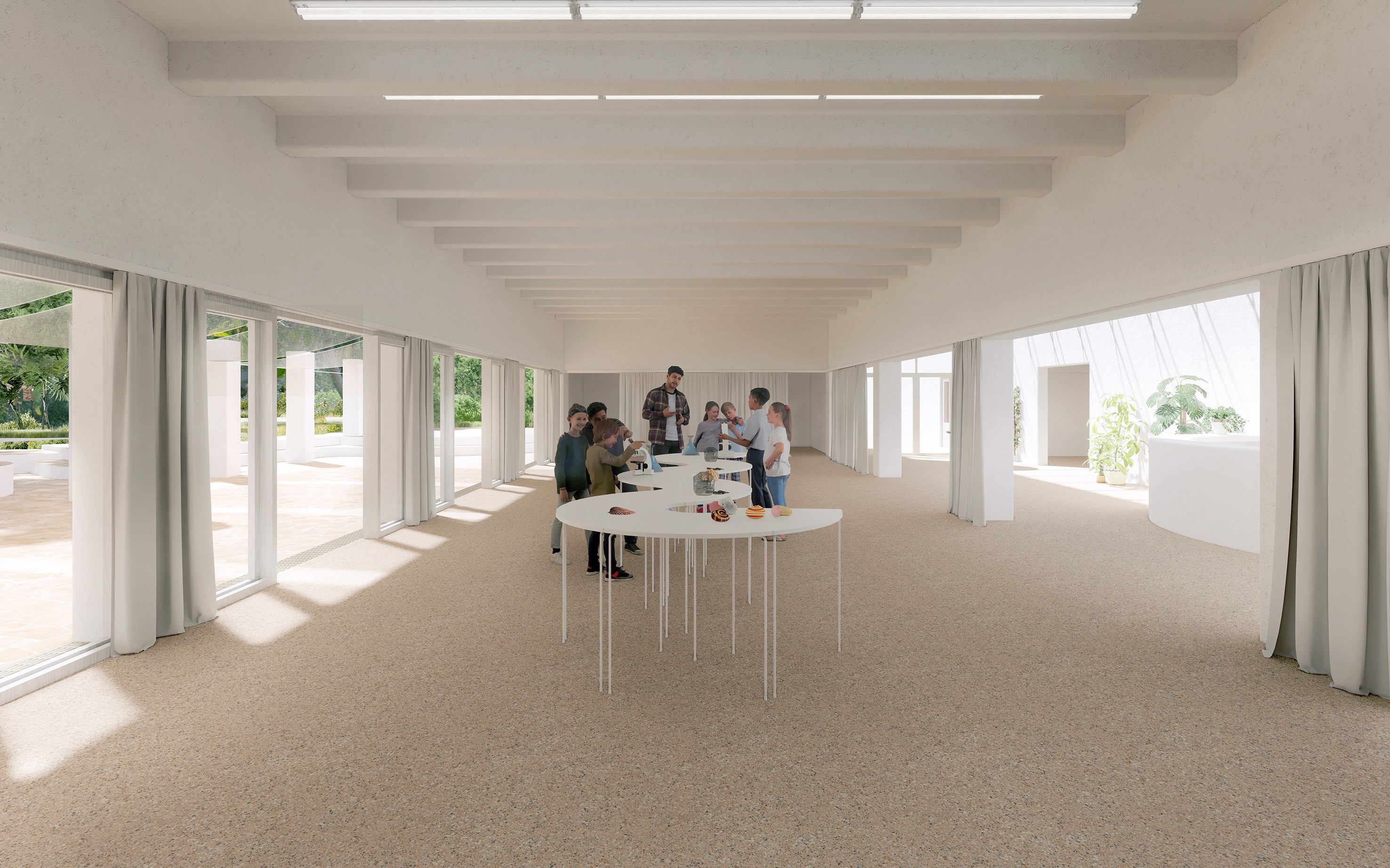 Interior rendering showing its use for environmental education workshops