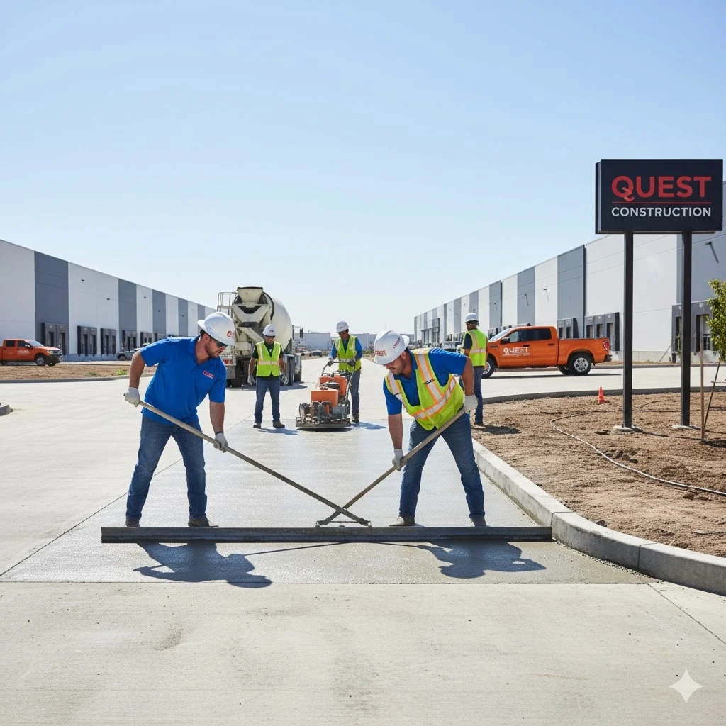 Commercial concrete paving services for warehouse facility