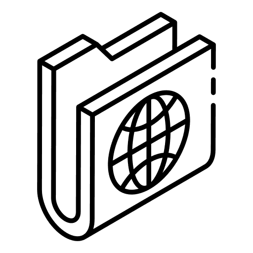 A folder with a globe symbol, representing international or global data management.