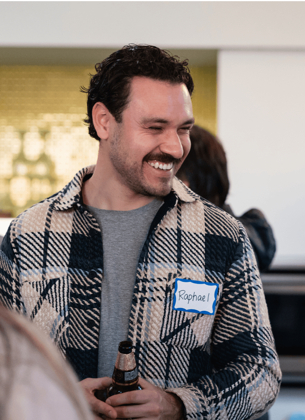 Possible employee smiling.