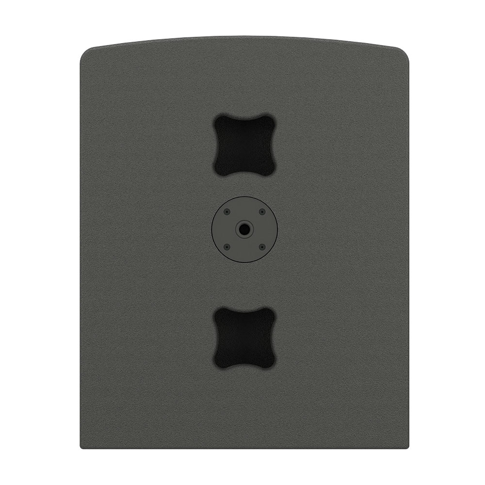 Gray speaker with two square ports and center hole