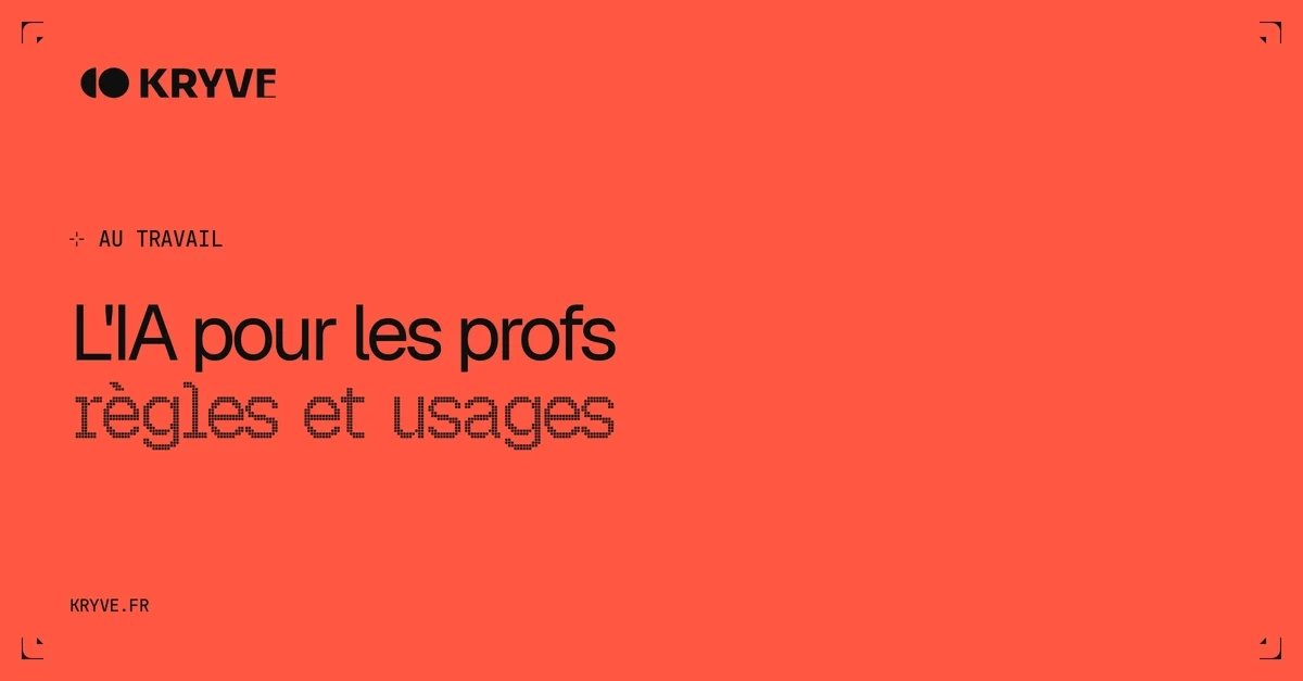 IA pour les enseignants : couverture Kryve, catégorie Au travail