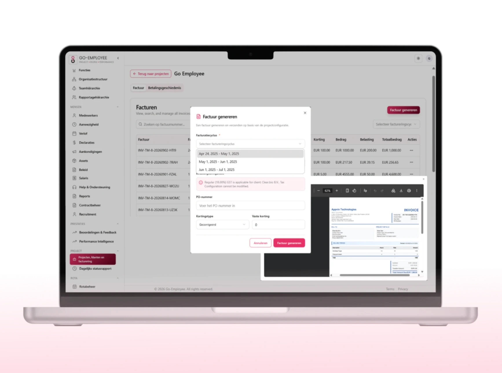 Go Employee Invoices