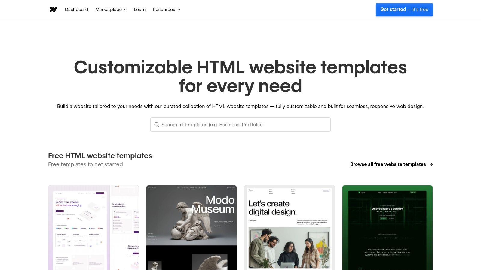 Webflow Templates Marketplace