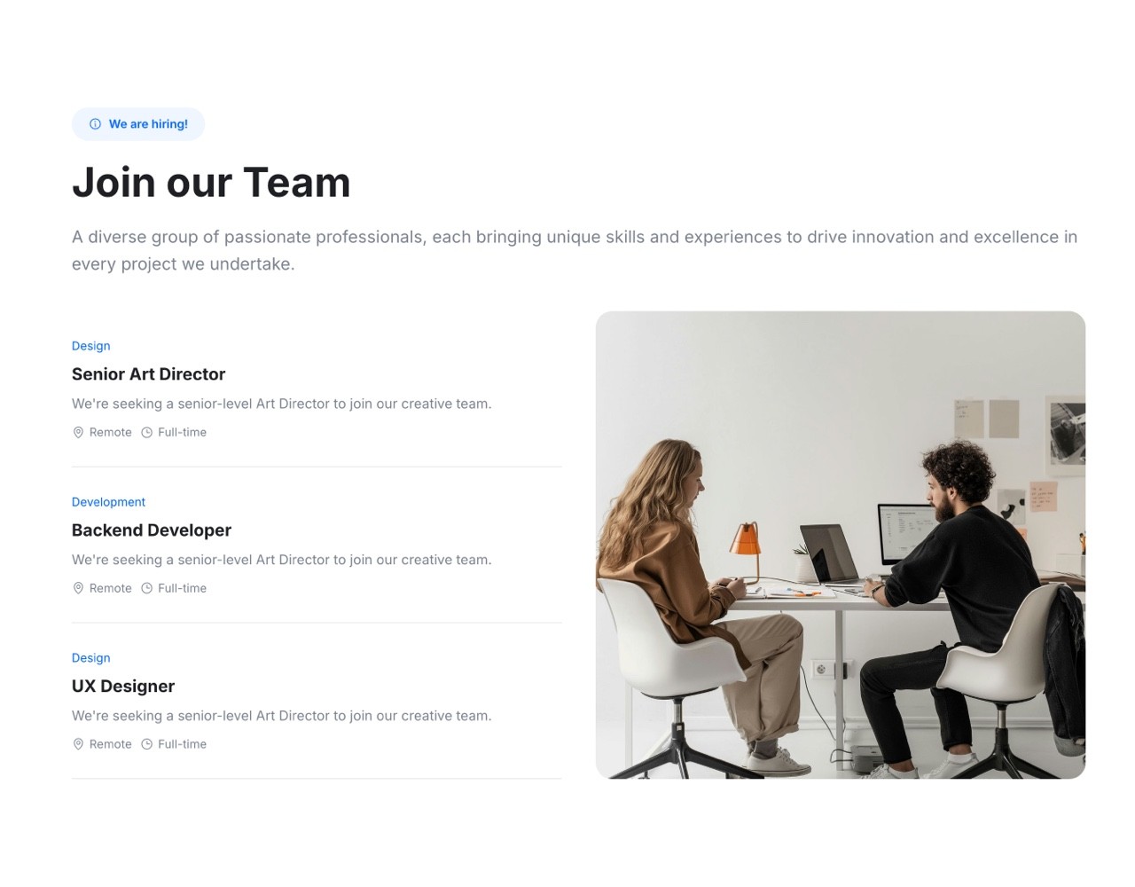 Framer Career Jobs Section - Frameblox UI