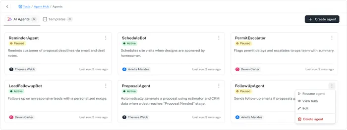 Create AI agents tailored to your workflow, directly within the Aether platform.