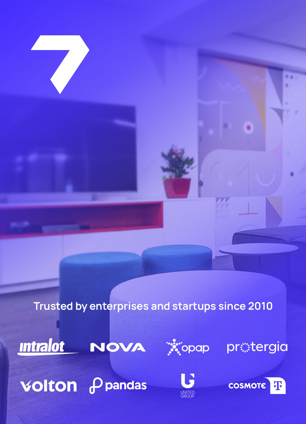 Visual for About Us page. View of Trebbble’s office space (desktop view).
