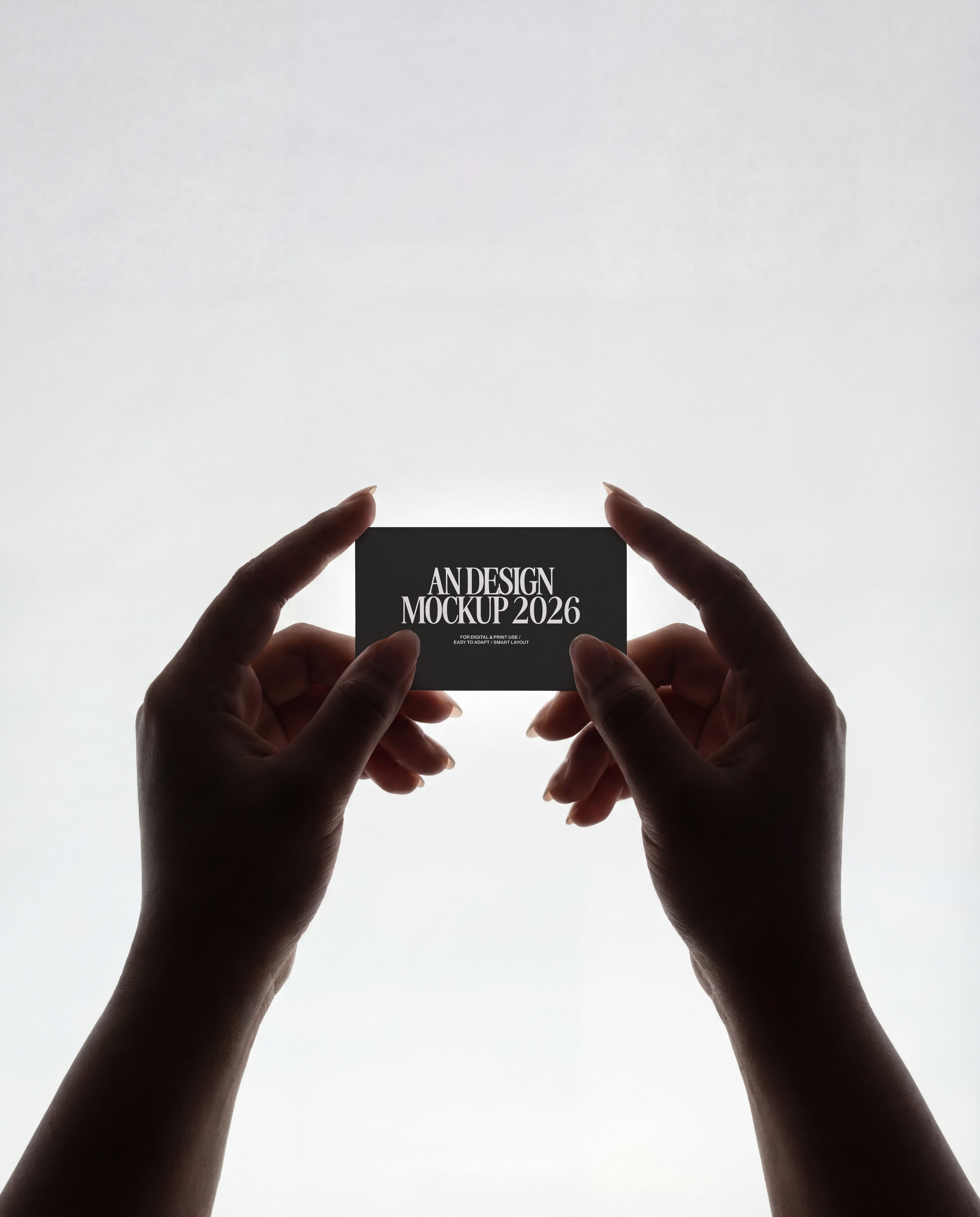 Business card mockup on minimal clean background, realistic flat lay