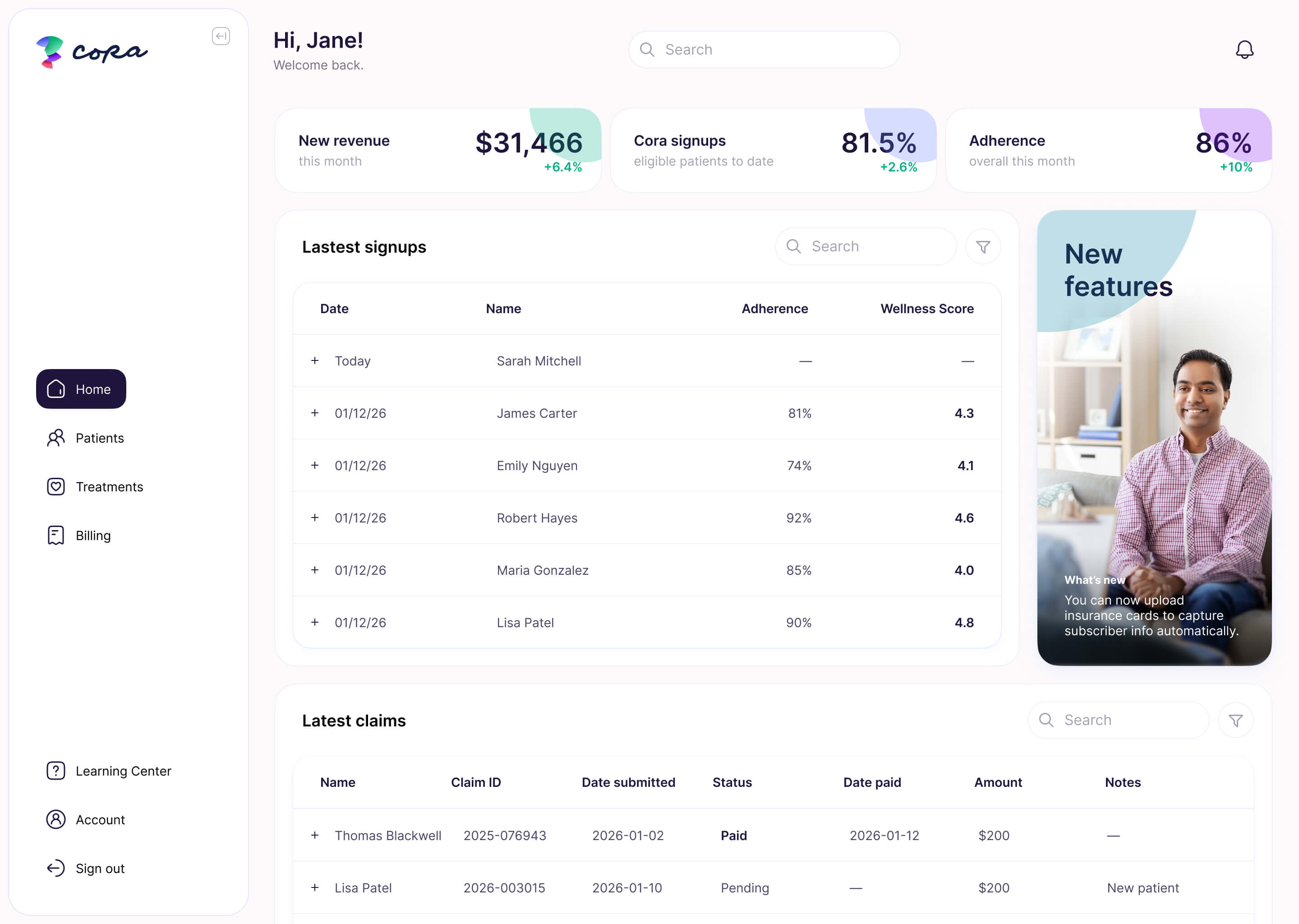 An image of Dreelio's dashboard