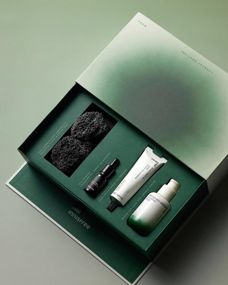 a box with three cameras inside of it