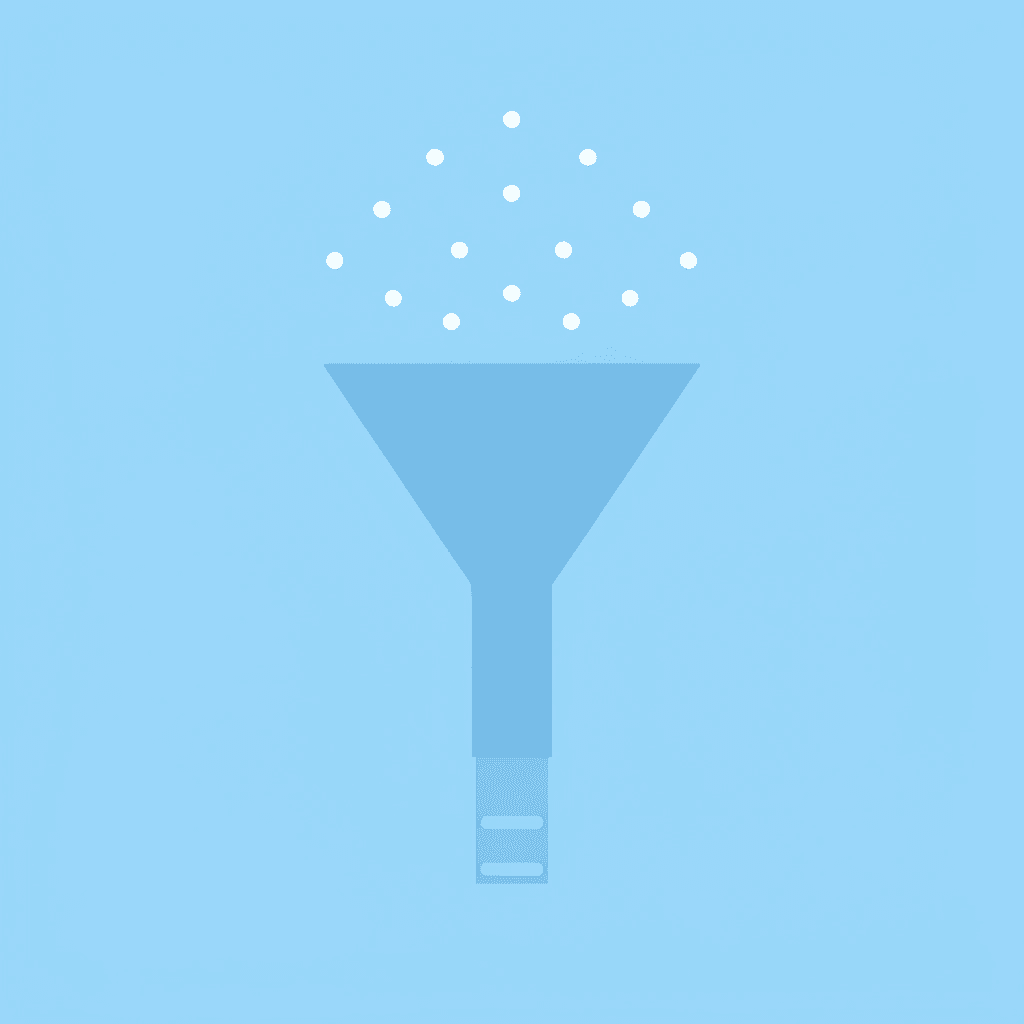 Funnel showing raw data and unqualified leads filtering down to high-quality actionable prospects