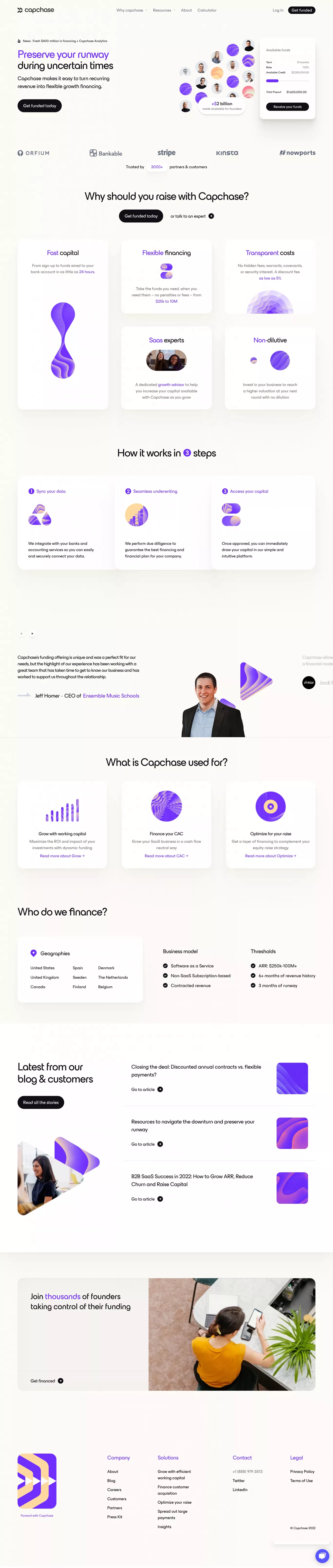 Growth Financing landing page screenshot showcasing Tech and Finance design