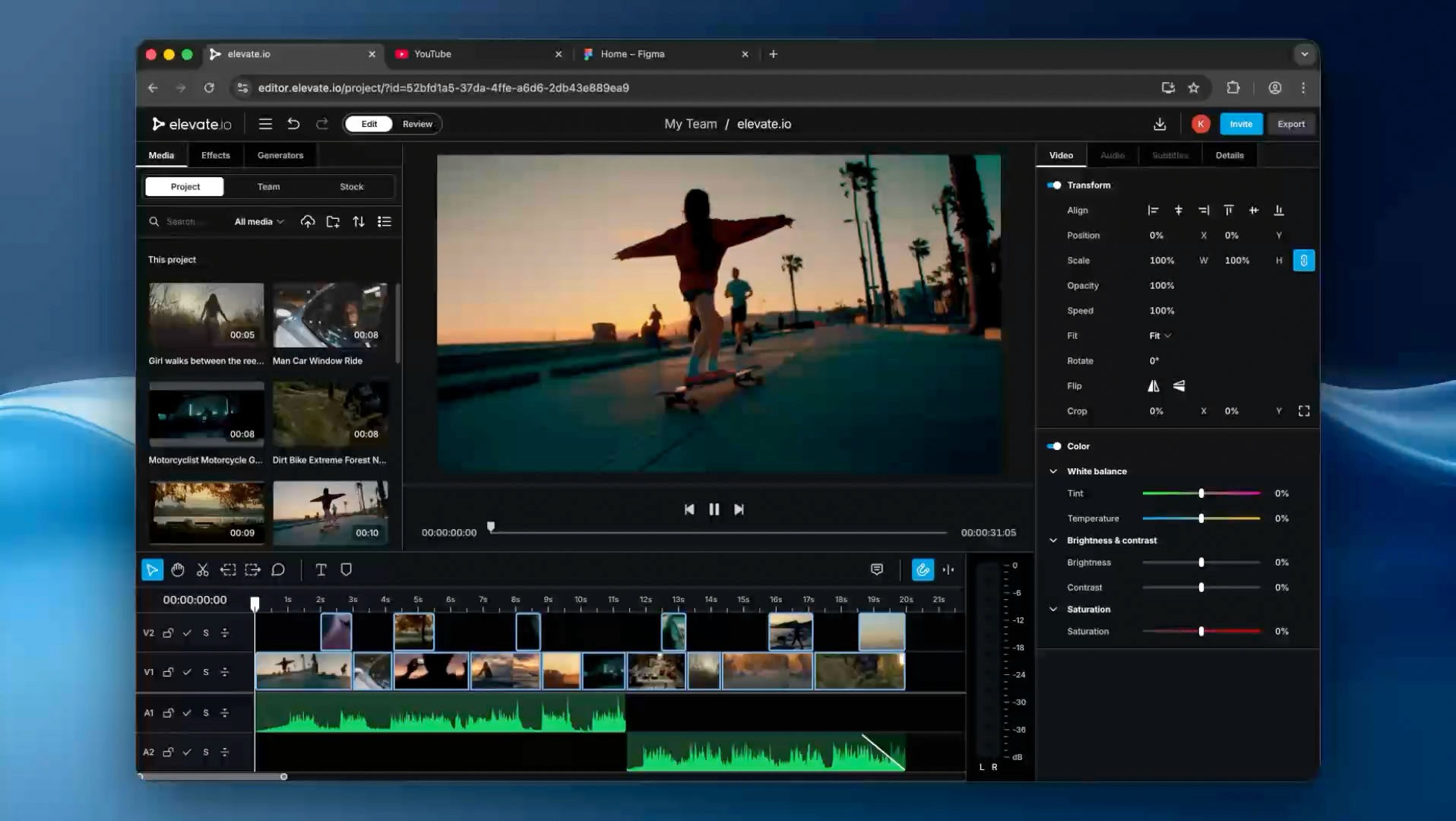 elevate.io running in Google Chrome.