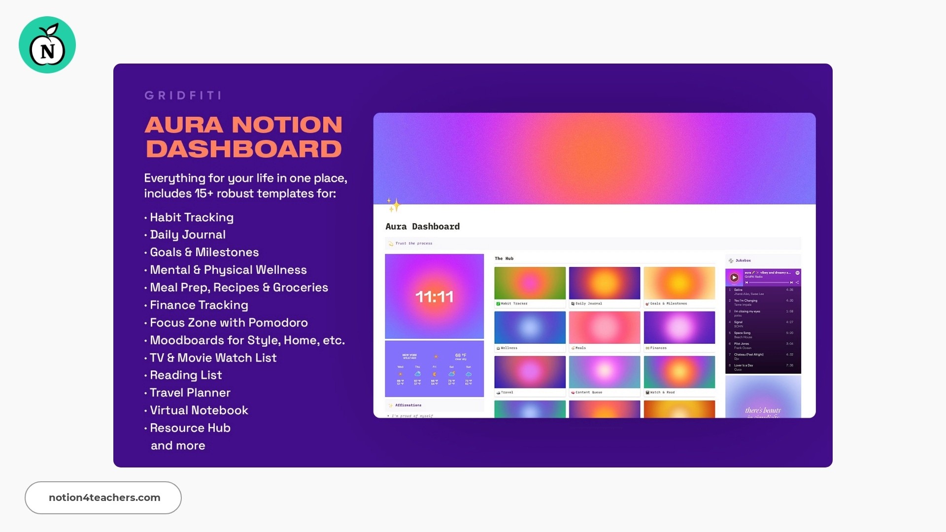 Aura Gradient Notion Dashboard – All-in-One Hub